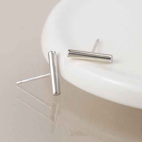 Silver Plated Simple Bar Earrings