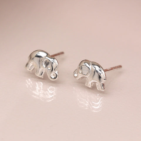 Sterling Silver Elephant Stud Earrings