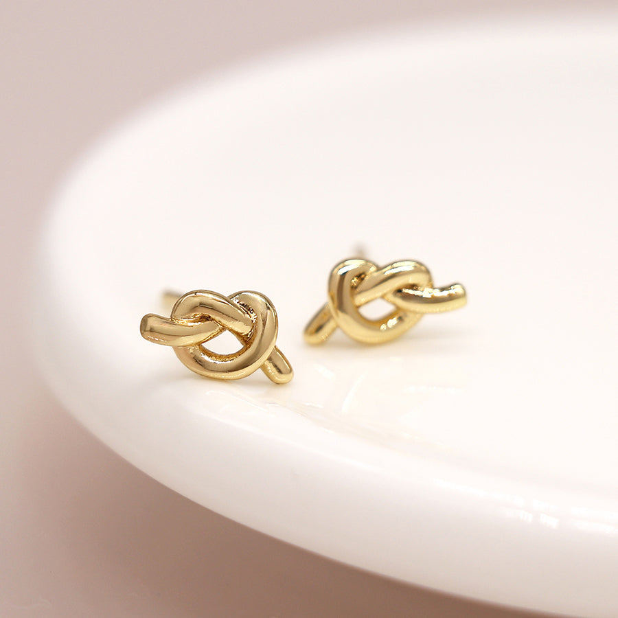 Golden Dainty Knot Earrings