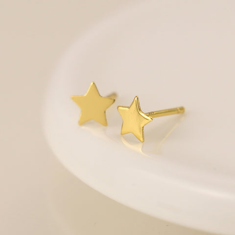 Gold Plated Silver Star Stud Earrings