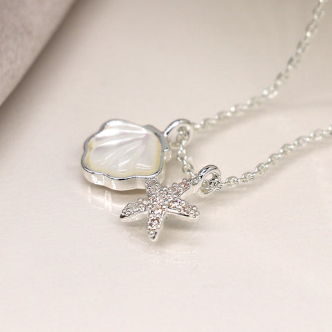 Silver Plated Shell & Starfish Necklace