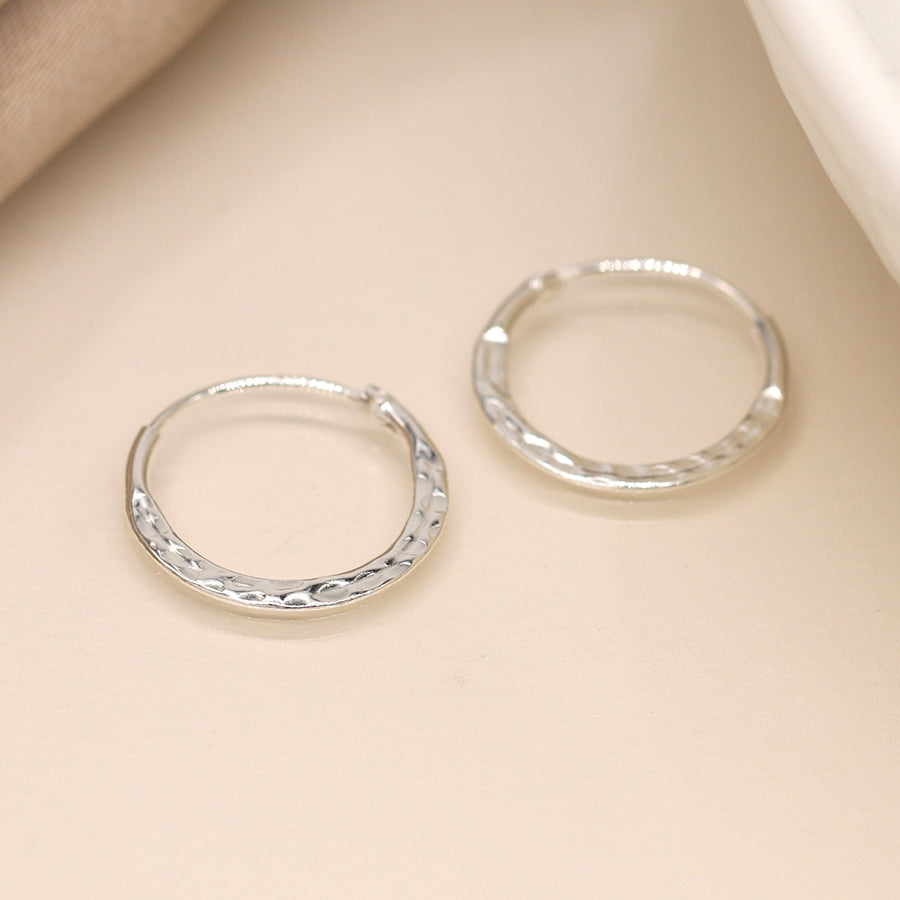 Sterling Silver Little Hammered Hoop Earrings