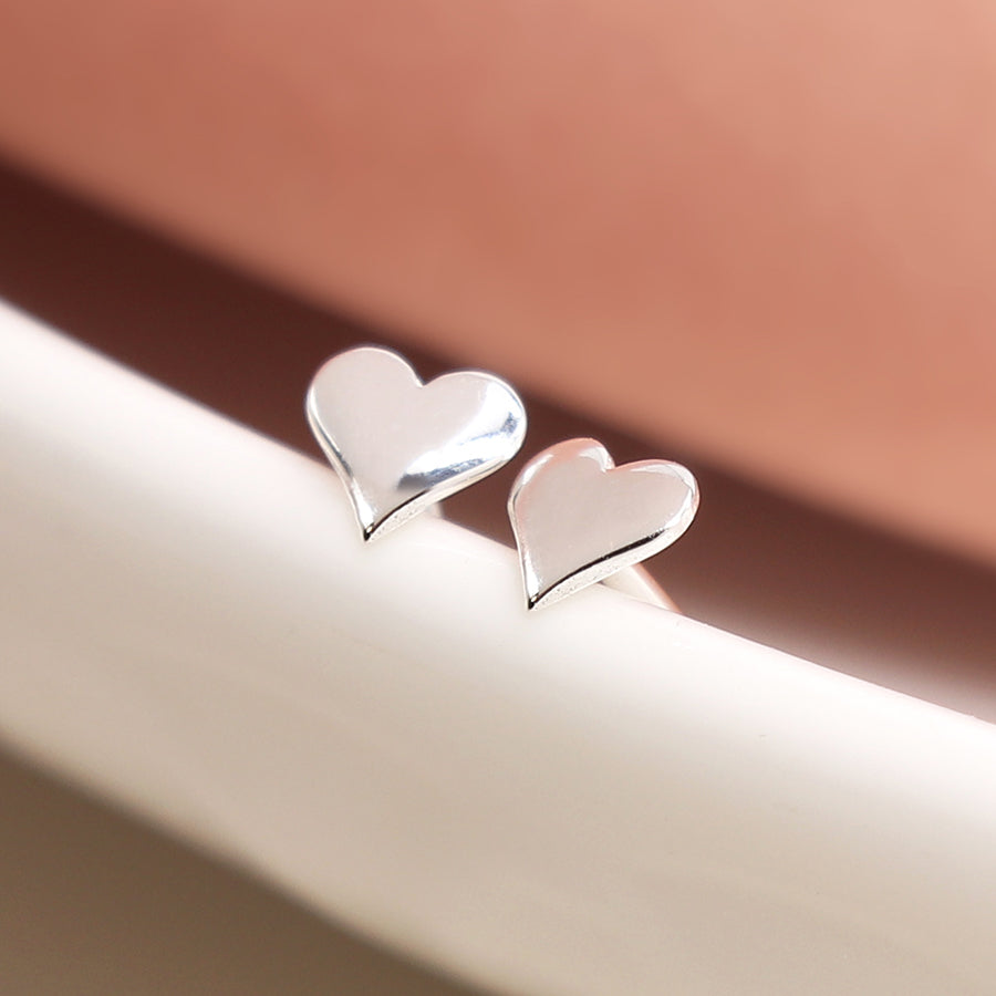 Sterling Silver Tiny Heart Stud Earrings