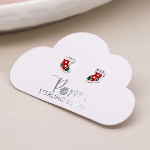 Sterling Silver Enamelled Christmas Themed Studs - Various