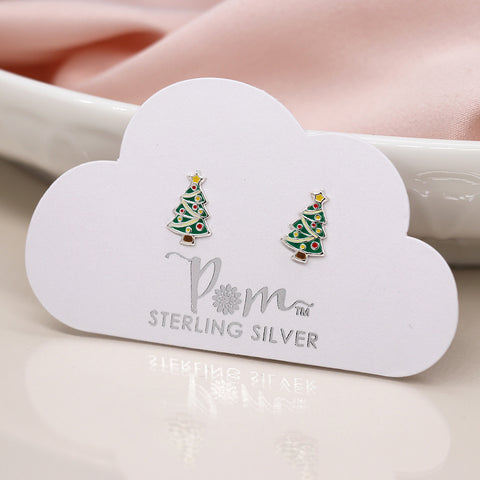 Sterling Silver Enamelled Christmas Themed Studs - Various