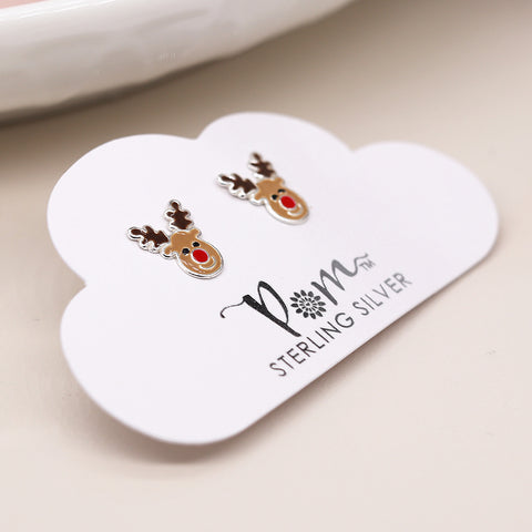 Sterling Silver Enamelled Christmas Themed Studs - Various