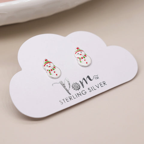 Sterling Silver Enamelled Christmas Themed Studs - Various