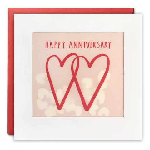 Two Hearts Anniversary Card With Paper Confetti