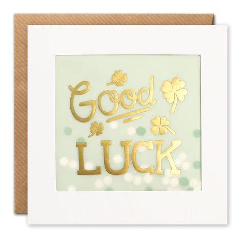 Good Luck Clovers Card With Paper Confetti
