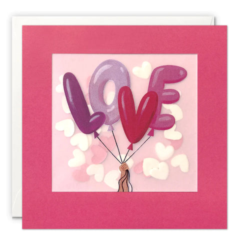 Love Shape Balloons Card With Paper Confetti