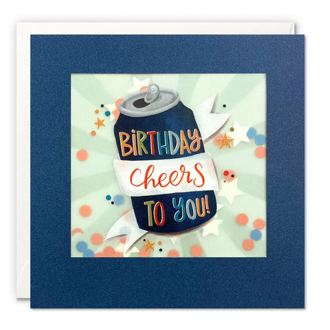 Beer Can 'Cheers' Birthday Card With Paper Confetti