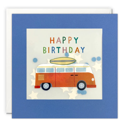 Surfer Van Birthday Card With Paper Confetti