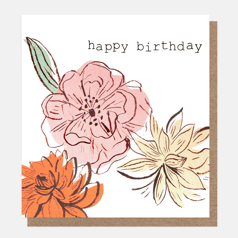 Happy Birthday Pink & Orange Flowers