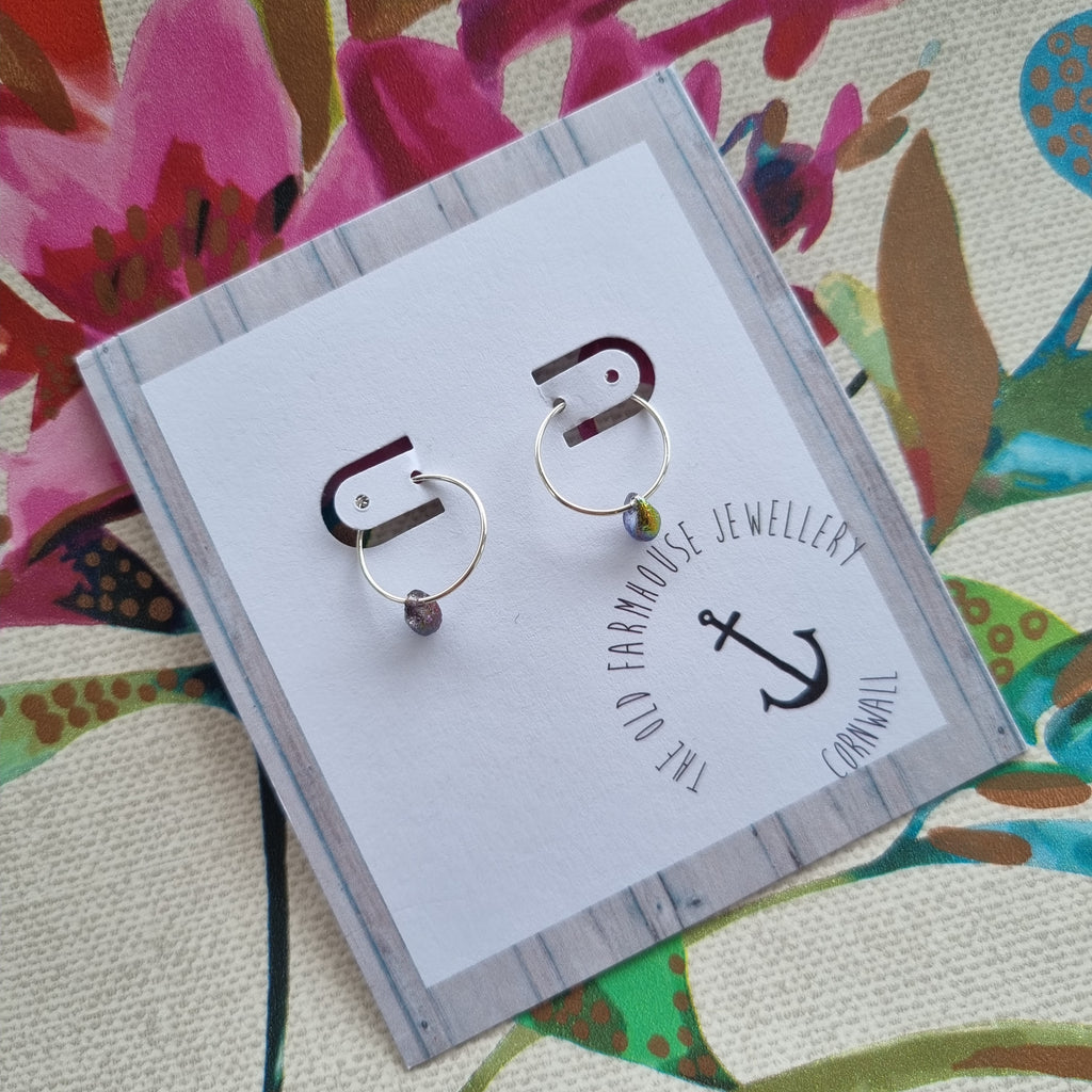 Sterling Silver Hoop & Teardrop  - Various Stones