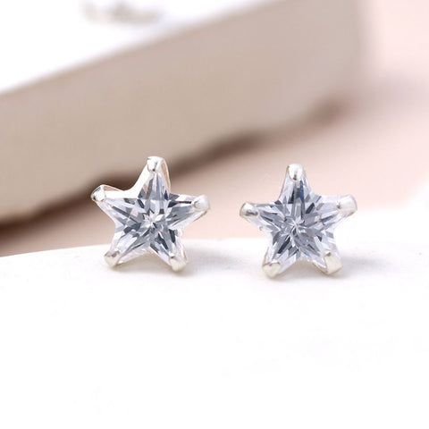 Sterling Silver Crystal Star Studs