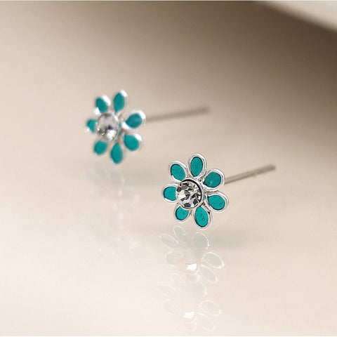 Sterling Silver Tiny Flower Stud - Various Colours