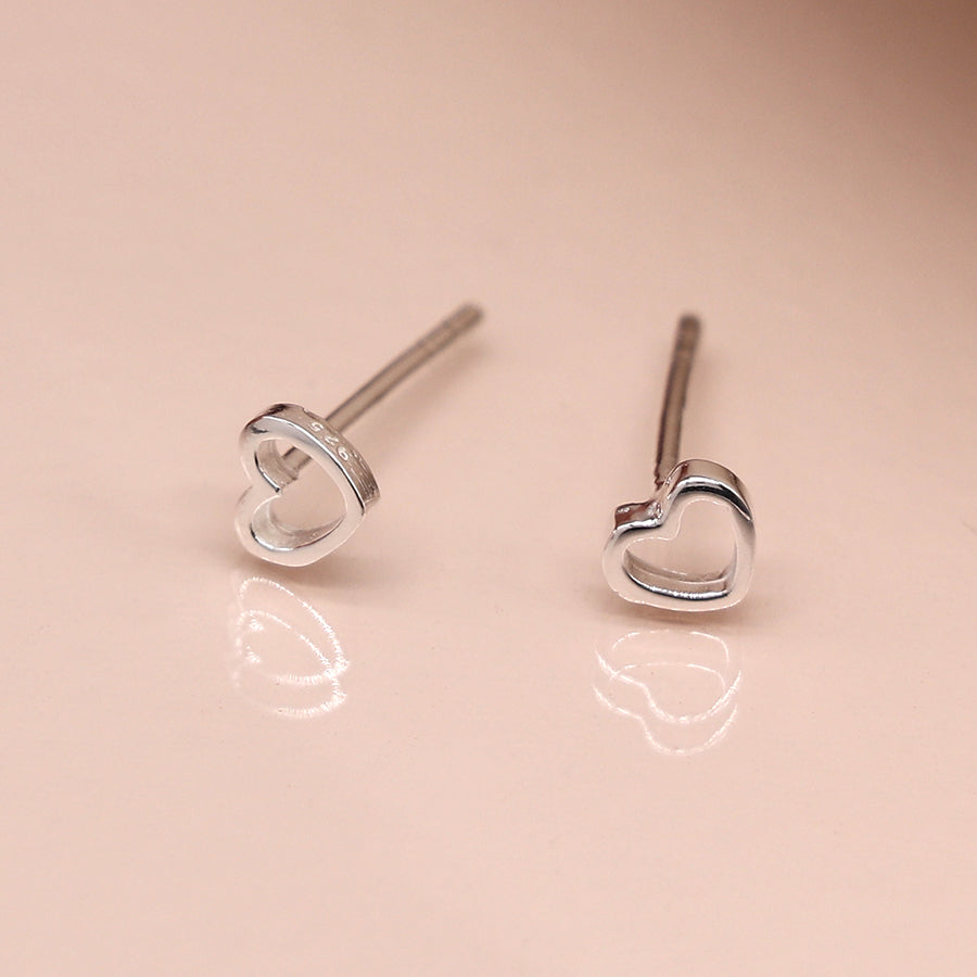 Sterling Silver Cut Out Heart Earrings