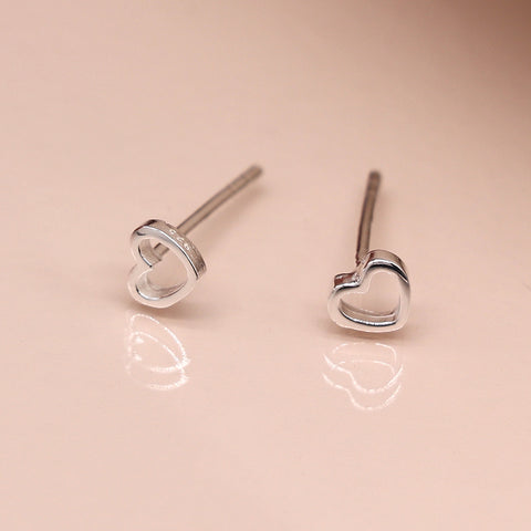 Sterling Silver Cut Out Heart Earrings