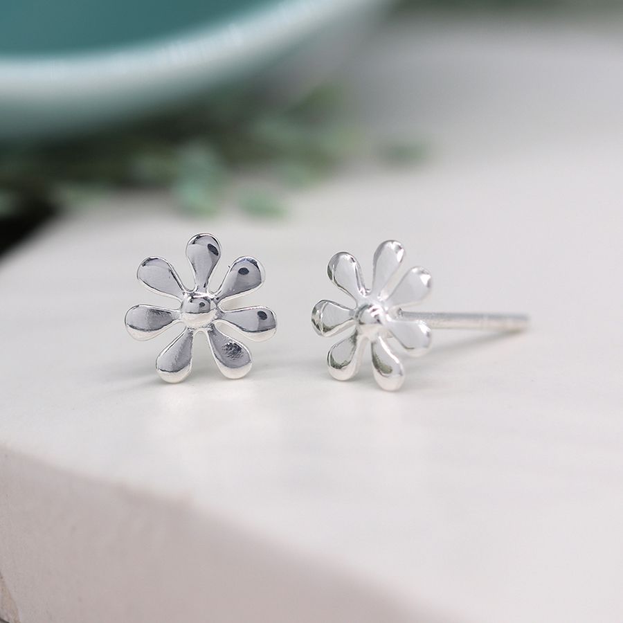 Sterling Silver Daisy Stud Earrings