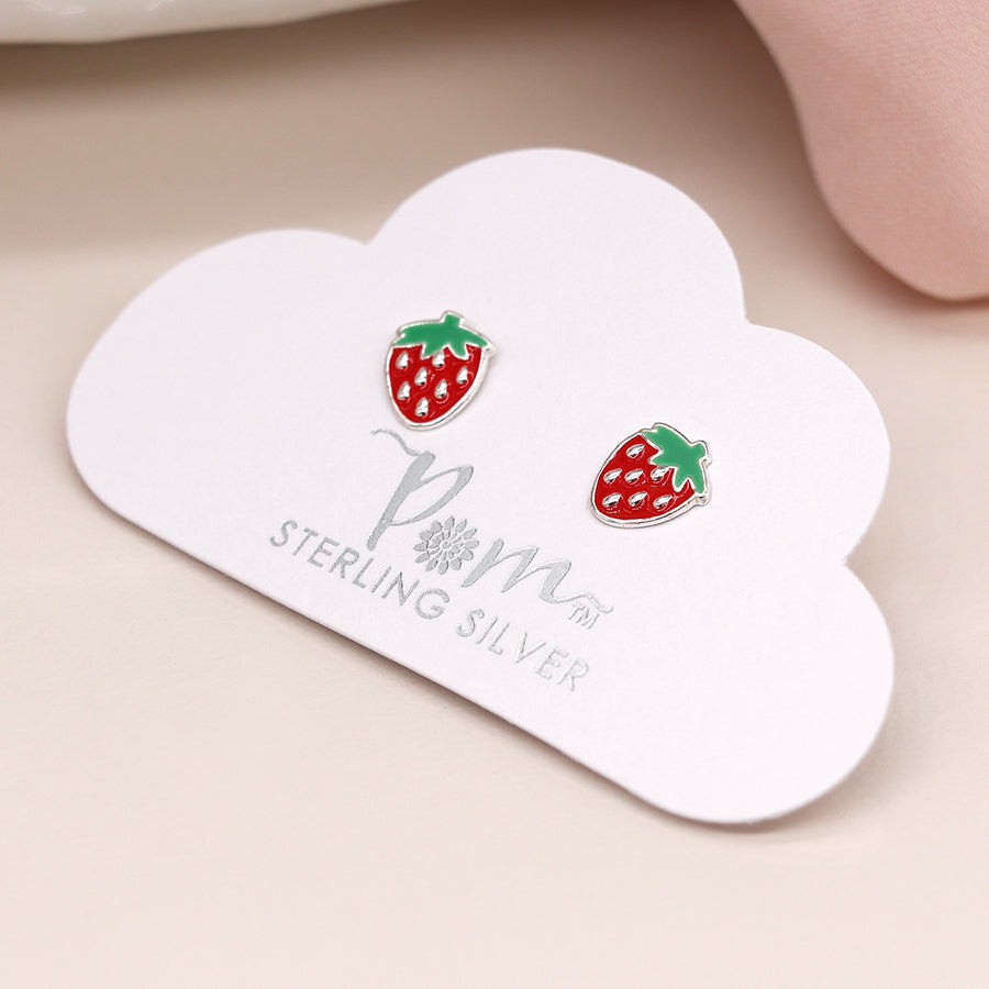 Sterling Silver Strawberry Earrings