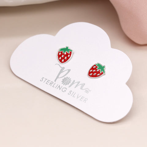 Sterling Silver Strawberry Earrings