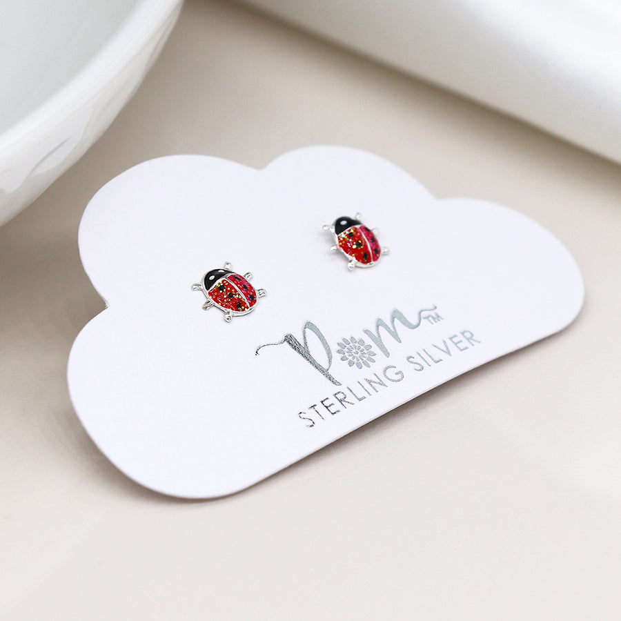 Sterling Silver Ladybird Earrings