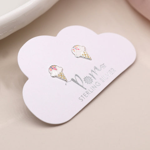 Sterling Silver Enamel Ice Cream Earrings