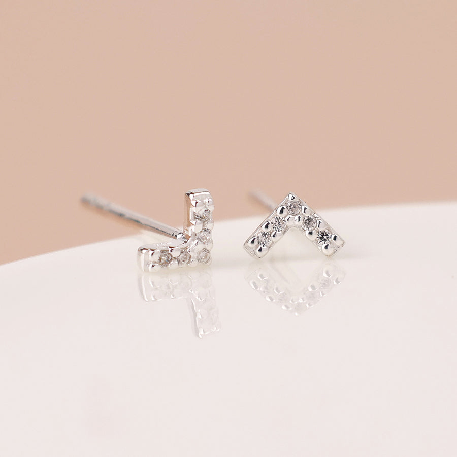 Sterling Silver Crystal Chevron Earrings