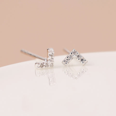 Sterling Silver Crystal Chevron Earrings