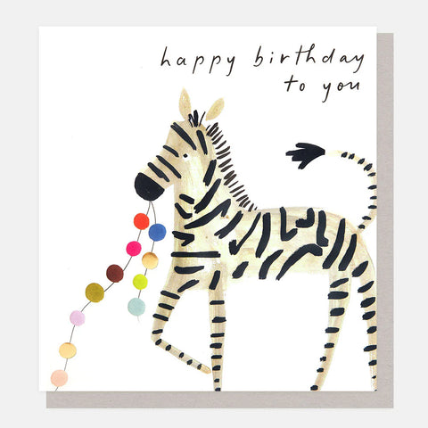 Zebra With Garland Birthday Card
