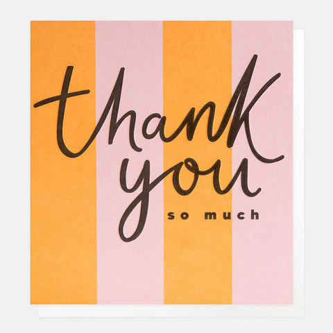 Orange And Pink Stripes Thank You Card
