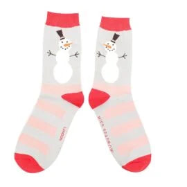 Ladies Snowmen Stripes Socks - Various Colours