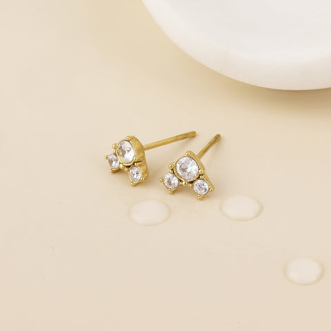 Triad Triple Crystal Stud Earring