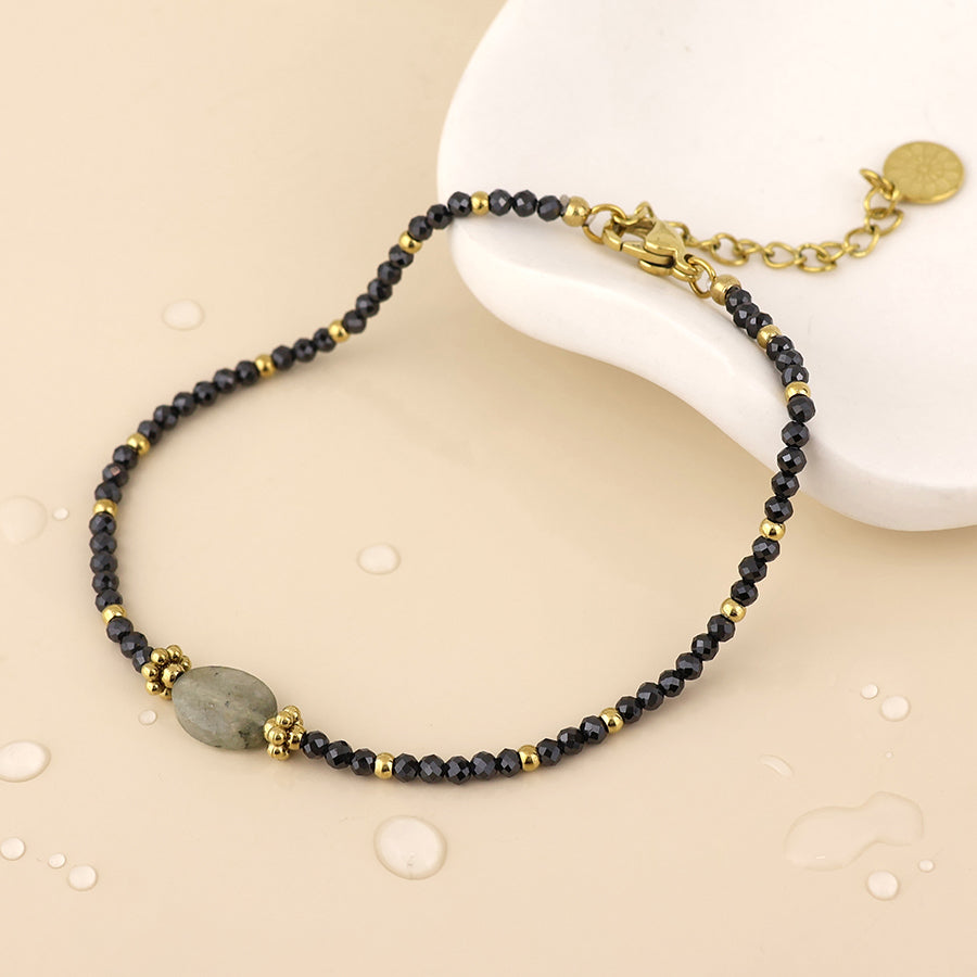 Nyx Grey Bead Bracelet