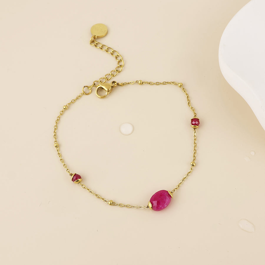 Poppy Pink Beads Station Bracelet