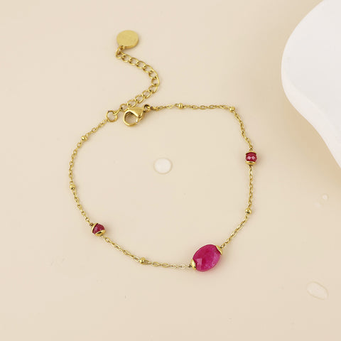 Poppy Pink Beads Station Bracelet