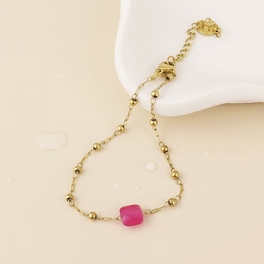 Dotty Station and Pink Stone Bracelet