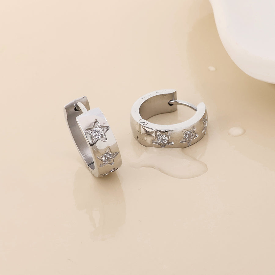 Astra Crystal Star Huggie Hoop Earrings