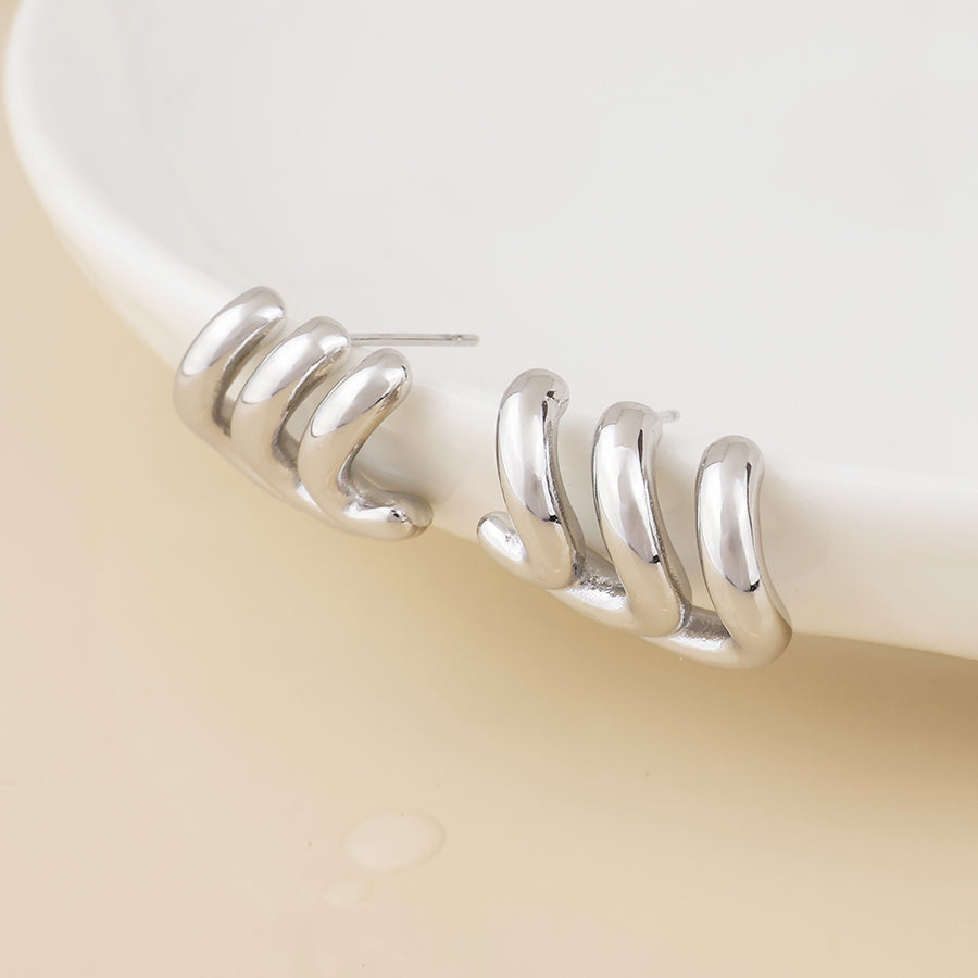 Wavey Triple Curve Earrings - Various Colours