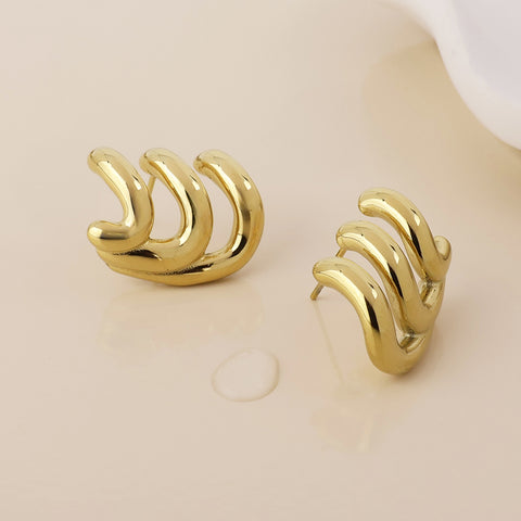 Wavey Triple Curve Earrings - Various Colours