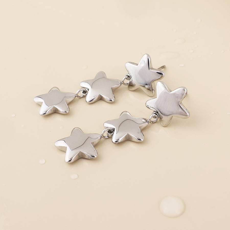 Bespangled Triple Star Drop Earrings - Various Colours