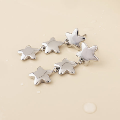 Bespangled Triple Star Drop Earrings - Various Colours