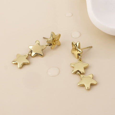 Bespangled Triple Star Drop Earrings - Various Colours