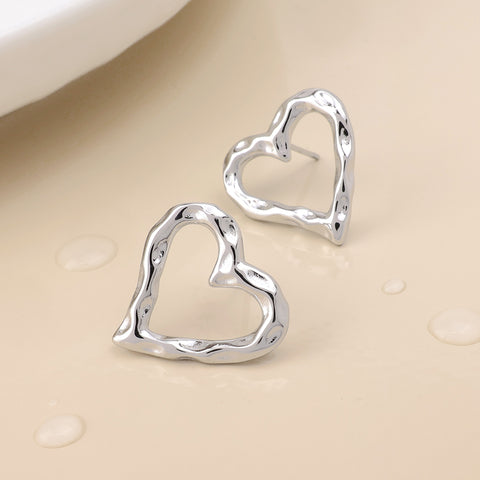 Fouder Heart Stud Earrings - Various Colours