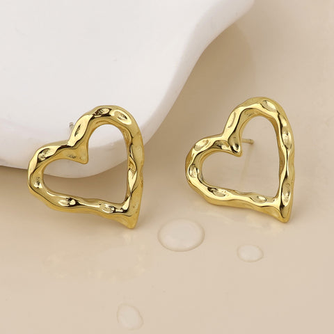 Fouder Heart Stud Earrings - Various Colours