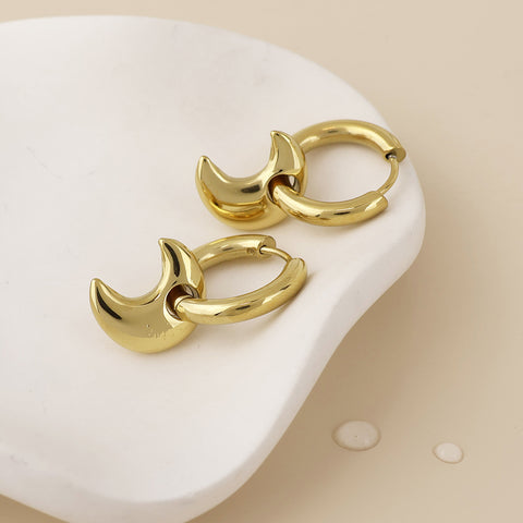 Dream Chunky Moon Hoop Earrings - Various Colours