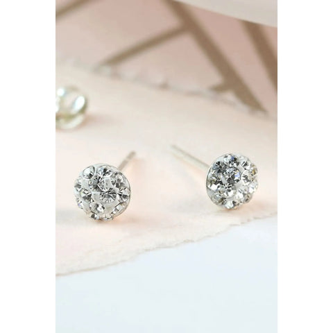 Sterling Silver Clear Shamballa Earrings