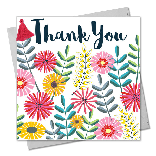 Thank You Flowers Tassel Card