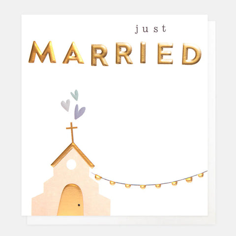 Just Married Church With Bunting