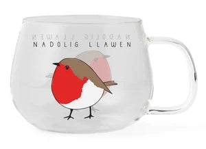 Nadolig Llawen Glass Mug - Various Designs
